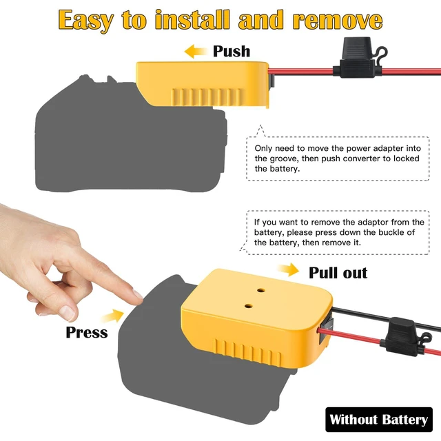 Alt view image 5 of 7 - 2 Pack Power Wheel Adapter for Dewalt 20V Battery Adapter with Switch, Fuse & Wire Terminals, 12AWG Wire, Power Wheel Battery Converter for DIY Ride On Truck, RC Car Toys and Robotics