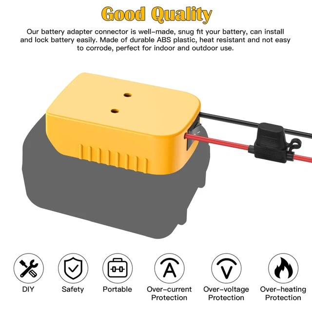 Alt view image 6 of 7 - 2 Pack Power Wheel Adapter for Dewalt 20V Battery Adapter with Switch, Fuse & Wire Terminals, 12AWG Wire, Power Wheel Battery Converter for DIY Ride On Truck, RC Car Toys and Robotics