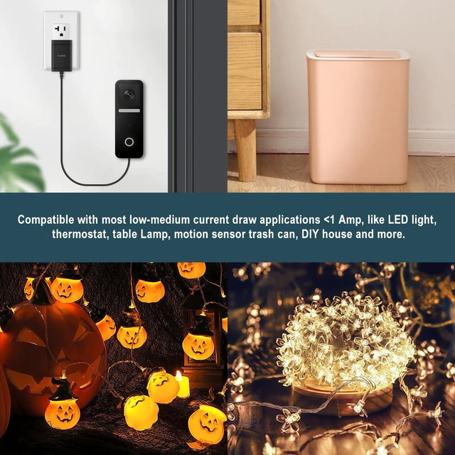 Alt view image 5 of 6 - AC Power Supply Adapter for AA Battery, Replace 2 AA Battery for Pumpkin Lantern, LED Light, Thermostat, Table Lamp, Motion Sensor Trash Can (Black)