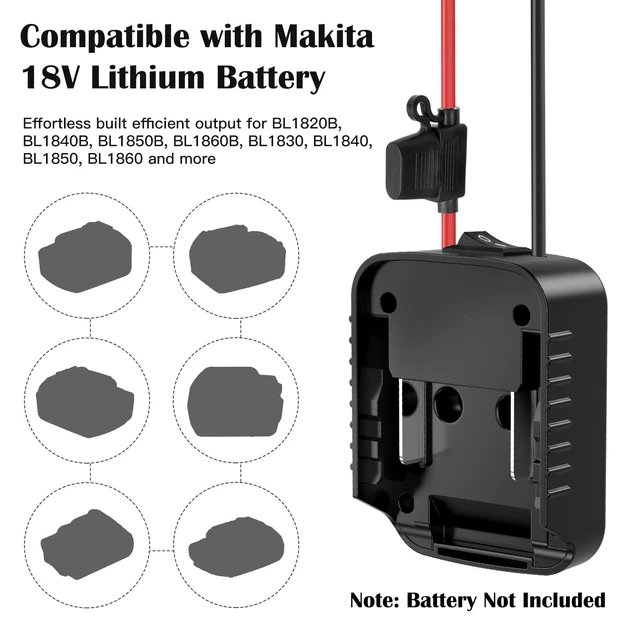 Alt view image 2 of 7 - 2 Packs Adapters Compatible with Makita 18V Battery for Power Wheel Battery Adapter, Power Tool, DIY RC Toy Car, Power Connector Conversion Kit with Switch & Fuse, 12AWG Wire, Wire Terminal