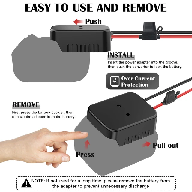 Alt view image 6 of 7 - 2 Packs Adapters Compatible with Makita 18V Battery for Power Wheel Battery Adapter, Power Tool, DIY RC Toy Car, Power Connector Conversion Kit with Switch & Fuse, 12AWG Wire, Wire Terminal