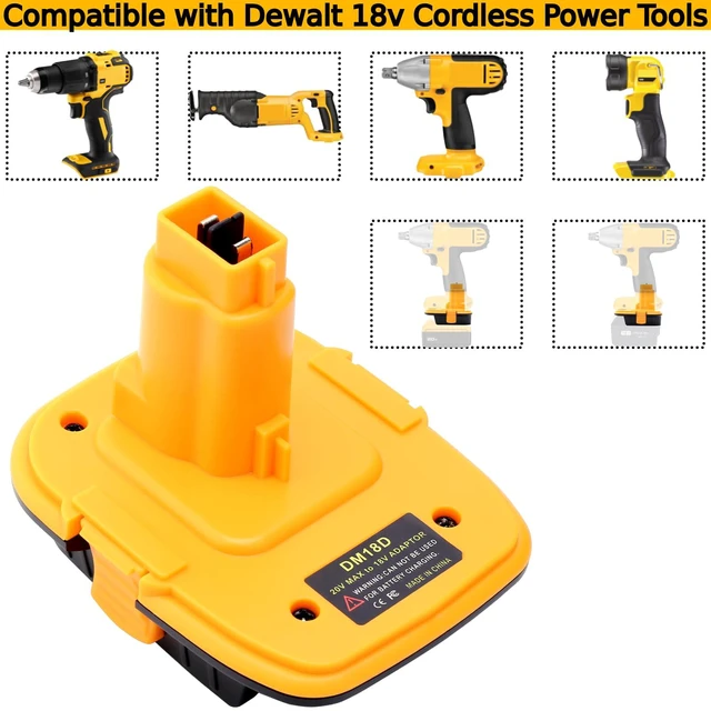 Alt view image 4 of 7 - 2 Pack DM18D Battery Adapter Compatible with Dewalt 18v Tools, Convert Compatible with Dewalt 20v or Compatible with Mil-Waukee 18v Li-ion Battery to Work with 18 Volt Power Tools