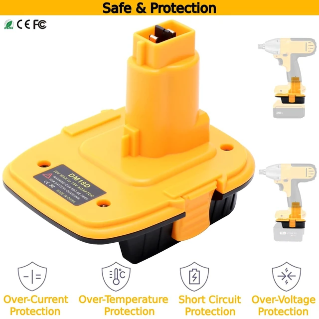 Alt view image 6 of 7 - 2 Pack DM18D Battery Adapter Compatible with Dewalt 18v Tools, Convert Compatible with Dewalt 20v or Compatible with Mil-Waukee 18v Li-ion Battery to Work with 18 Volt Power Tools