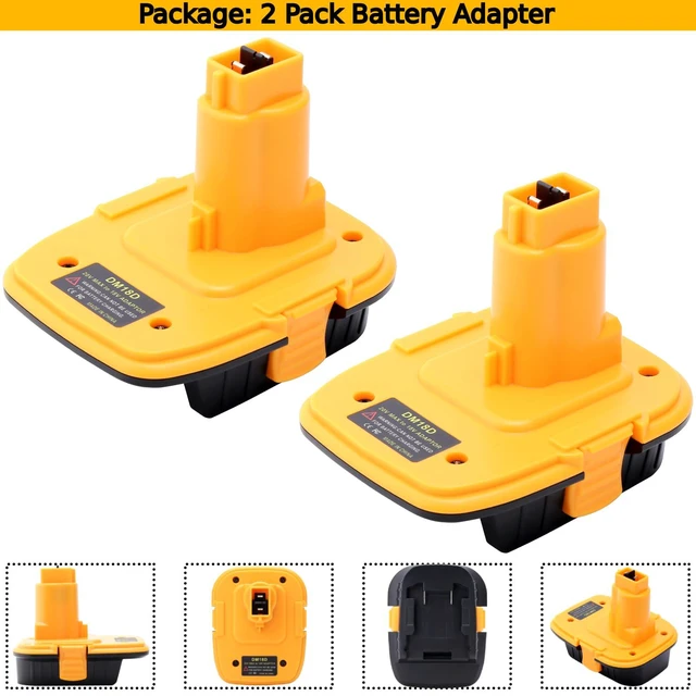 Alt view image 7 of 7 - 2 Pack DM18D Battery Adapter Compatible with Dewalt 18v Tools, Convert Compatible with Dewalt 20v or Compatible with Mil-Waukee 18v Li-ion Battery to Work with 18 Volt Power Tools