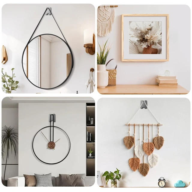 Alt view image 4 of 7 - 8Pcs Picture Hanging Hooks for Drywall, Damage Free Picture Hangers Without Nails, Universal Frame Hangers for Art Picture Mirror Photo Poster Painting Hanger Hardware Kit 8 lb