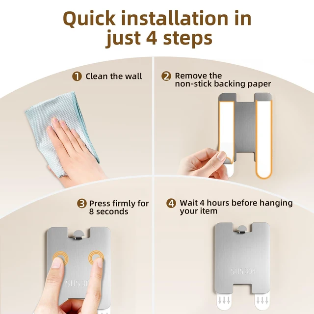 Alt view image 7 of 7 - 8Pcs Picture Hanging Hooks for Drywall, Damage Free Picture Hangers Without Nails, Universal Frame Hangers for Art Picture Mirror Photo Poster Painting Hanger Hardware Kit 8 lb