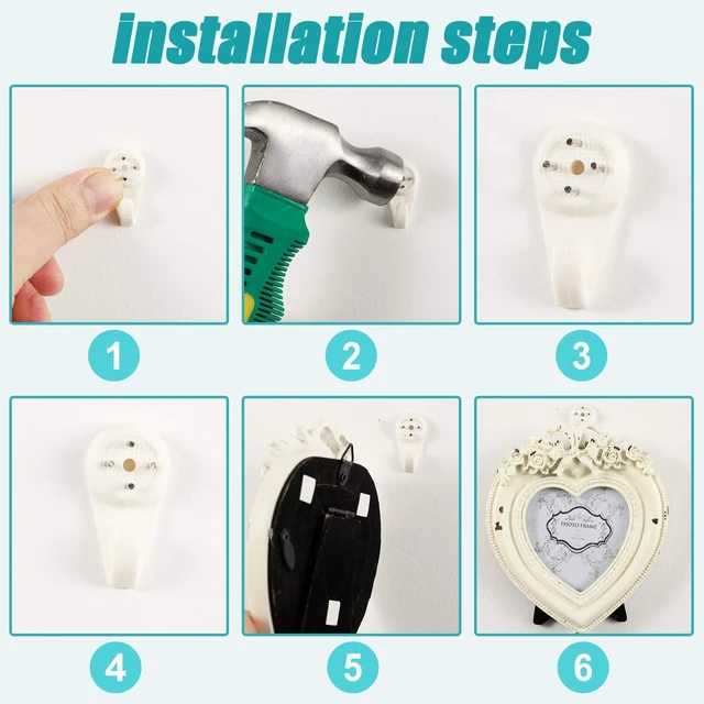 Alt view image 3 of 7 - 50 Pcs Hardwall Hanger Hooks, Invisible Nail Non-Mark Wall Hangers | Concrete Wall Use, Non-trace Kit, Photos Small Frames Hats Keys, Plastic Material, Not for Heavy Large Items