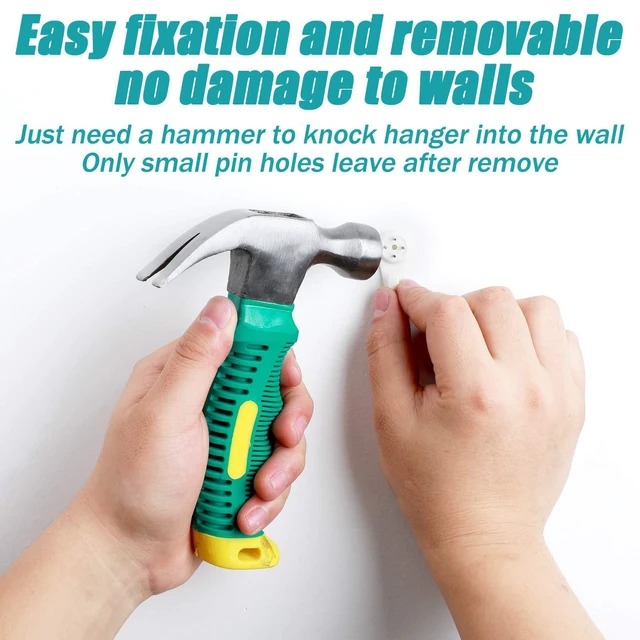 Alt view image 6 of 7 - 50 Pcs Hardwall Hanger Hooks, Invisible Nail Non-Mark Wall Hangers | Concrete Wall Use, Non-trace Kit, Photos Small Frames Hats Keys, Plastic Material, Not for Heavy Large Items
