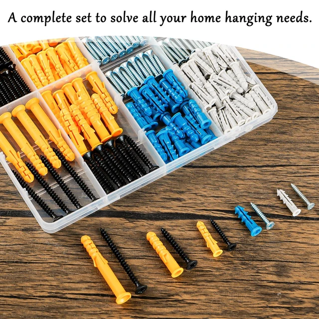 Alt view image 4 of 7 - Drywall Anchors and Screws Assortment Kit, 270Pcs Dry Wall Anchors | 135 Plastic Wall Expansion Anchors and 135 Phillips Flat Head Wood Screws, Replaces Picture Nails for concrete/brick/stucco