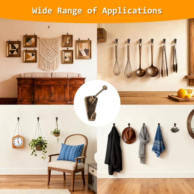 Alt view image 7 of 7 - Bronze Metal Picture Hanging Kit with 10lb-100lb Picture Hangers | 5 Sizes Heavy Duty Picture Wall Hooks with Nails, Wire & Level for Art, Canvas, Frames & Home Decor - 69 Pcs