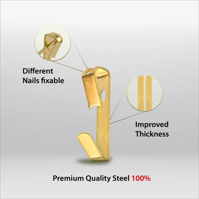 Alt view image 3 of 7 - 184 Pieces Picture Hanging Kit Picture Hangers & Wall Hooks for Hanging 20lb, 30lb, 50lb Wall Hangers Frame Hanging kit with Metal Hooks and Nails for Drywall, Wooden Walls & More(Gold)