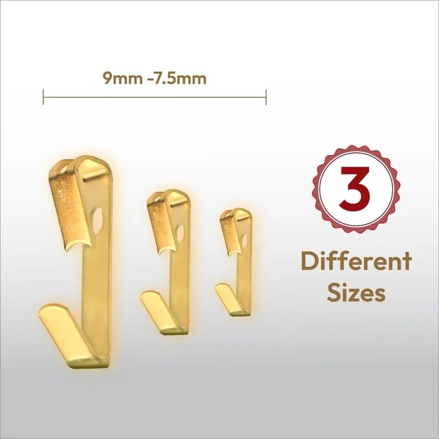 Alt view image 4 of 7 - 184 Pieces Picture Hanging Kit Picture Hangers & Wall Hooks for Hanging 20lb, 30lb, 50lb Wall Hangers Frame Hanging kit with Metal Hooks and Nails for Drywall, Wooden Walls & More(Gold)