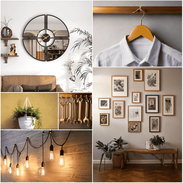 Alt view image 7 of 7 - 184 Pieces Picture Hanging Kit Picture Hangers & Wall Hooks for Hanging 20lb, 30lb, 50lb Wall Hangers Frame Hanging kit with Metal Hooks and Nails for Drywall, Wooden Walls & More(Gold)
