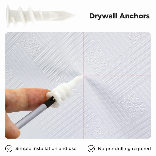Alt view image 3 of 6 - 200PCs Self Drilling Drywall Anchors Kit - 75LB Heavy Duty Plastic Drywall Hangers with 100 Self-Tapping Screws - Mounting Hardware for Sheetrock Anchors