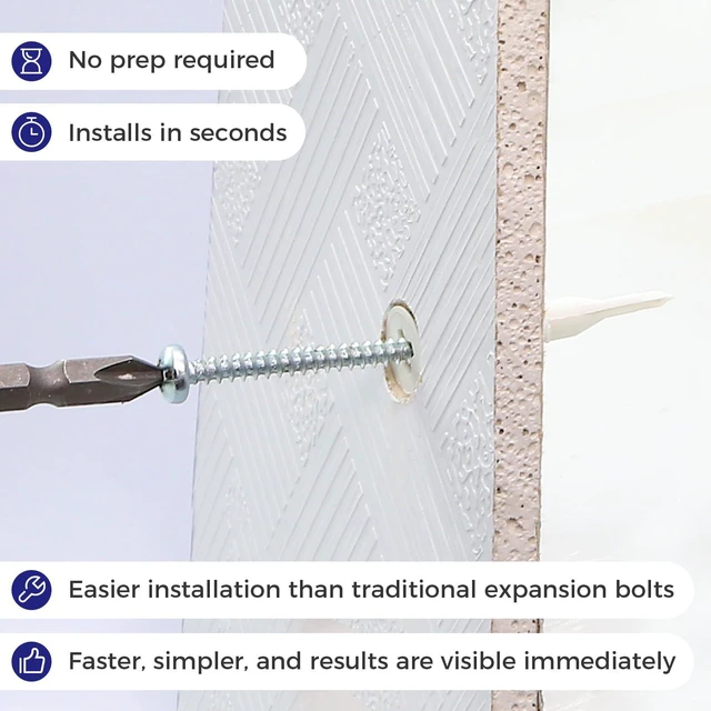 Alt view image 4 of 6 - 200PCs Self Drilling Drywall Anchors Kit - 75LB Heavy Duty Plastic Drywall Hangers with 100 Self-Tapping Screws - Mounting Hardware for Sheetrock Anchors