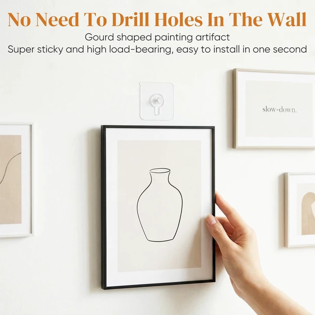 Alt view image 2 of 7 - Picture Hanging Hooks,Drill Free Adhesive Hooks, Picture Hangers Without Nails,Heavy Duty Self Adhesive Wall Hooks,Nail Free Wall Hangers for Home, Kitchen, Bathroom(12PCS)
