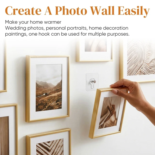 Alt view image 5 of 7 - Picture Hanging Hooks,Drill Free Adhesive Hooks, Picture Hangers Without Nails,Heavy Duty Self Adhesive Wall Hooks,Nail Free Wall Hangers for Home, Kitchen, Bathroom(12PCS)