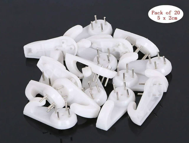 Alt view image 2 of 7 - 20 Pieces 2" Bearing Up to 25lbs Invisibility Plastic Hardwall Hanger Hooks for Hardware,Fasteners & Hooks Wall Mount Non-Mark Hooks Picture Photo Frame Hangers