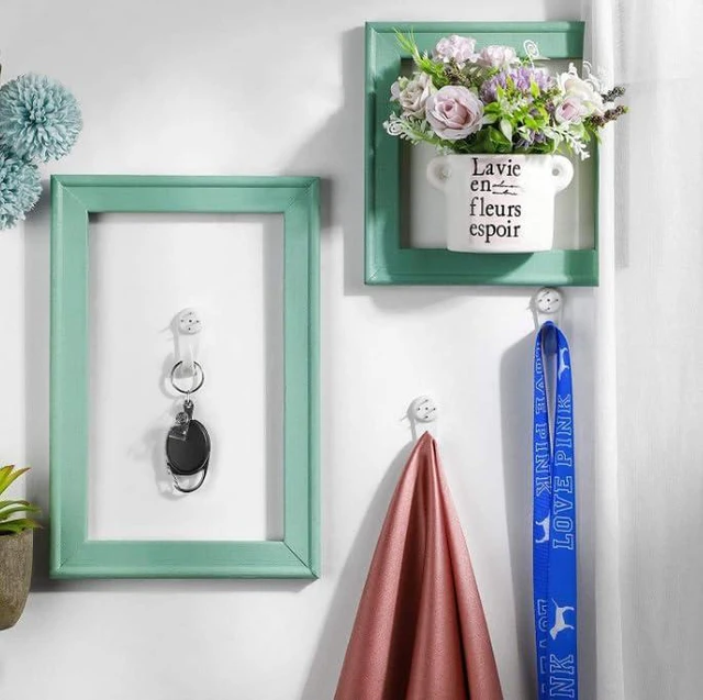 Alt view image 5 of 7 - 20 Pieces 2" Bearing Up to 25lbs Invisibility Plastic Hardwall Hanger Hooks for Hardware,Fasteners & Hooks Wall Mount Non-Mark Hooks Picture Photo Frame Hangers