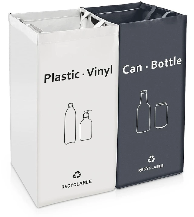 Main image of Recycling Bin, Separate Large Recycle Bins for Kitchen - Indoor Home Trash Bin, Recyclable Waste Trash Sorting Organizer, Durable, Washable, Affordable Recycle Bags, 2 Pack
