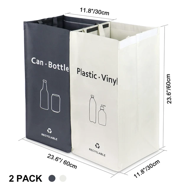 Alt view image 3 of 7 - Recycling Bin, Separate Large Recycle Bins for Kitchen - Indoor Home Trash Bin, Recyclable Waste Trash Sorting Organizer, Durable, Washable, Affordable Recycle Bags, 2 Pack