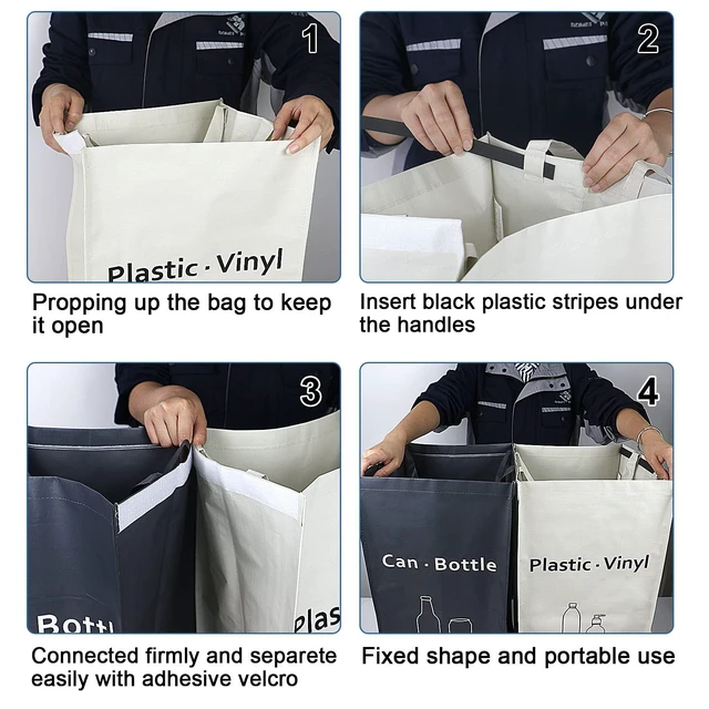 Alt view image 6 of 7 - Recycling Bin, Separate Large Recycle Bins for Kitchen - Indoor Home Trash Bin, Recyclable Waste Trash Sorting Organizer, Durable, Washable, Affordable Recycle Bags, 2 Pack