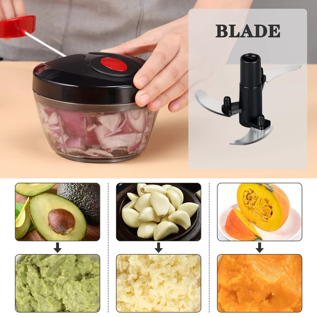 Alt view image 3 of 6 - Manual Food Chopper Vegetable Cutter, Hand String Vegetable Chopper Onions Cutter for Vegetable Fruits Nuts BPA Free Food Safe Material, 500ml Black
