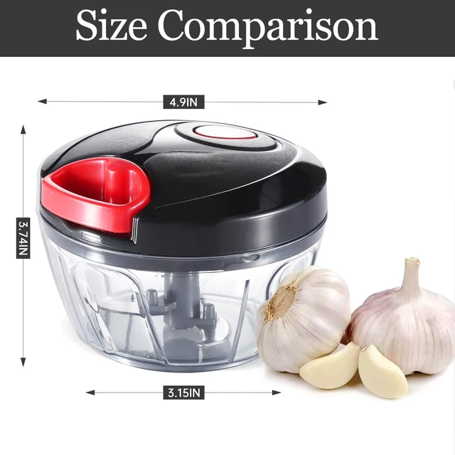 Alt view image 4 of 6 - Manual Food Chopper Vegetable Cutter, Hand String Vegetable Chopper Onions Cutter for Vegetable Fruits Nuts BPA Free Food Safe Material, 500ml Black