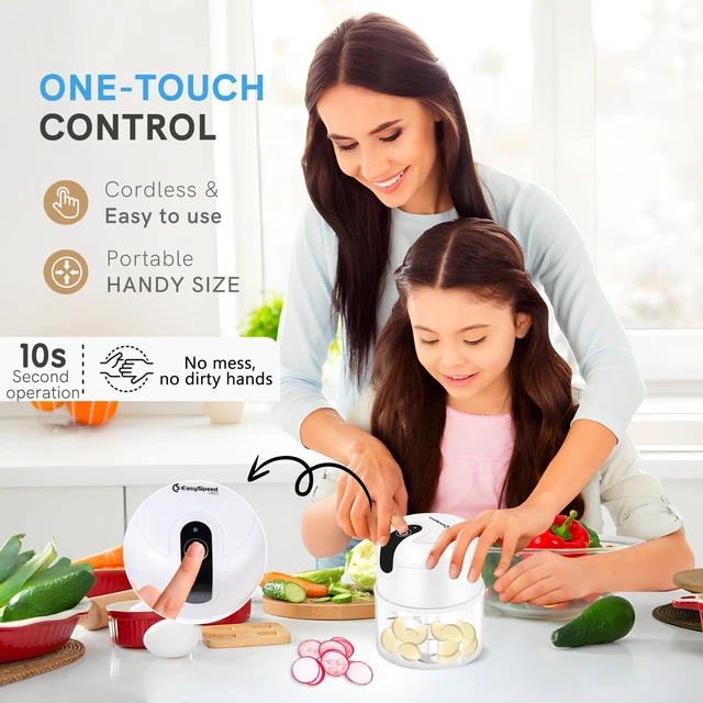 Alt view image 3 of 6 - Electric Garlic Chopper 1 Cup, Mini USB Charging Wireless Food Processor with 304 Stainless Steel, 3 Sharp Blades, Portable Kitchen Meat Grinder for Onion, Garlic, Ginger, Baby Food,White