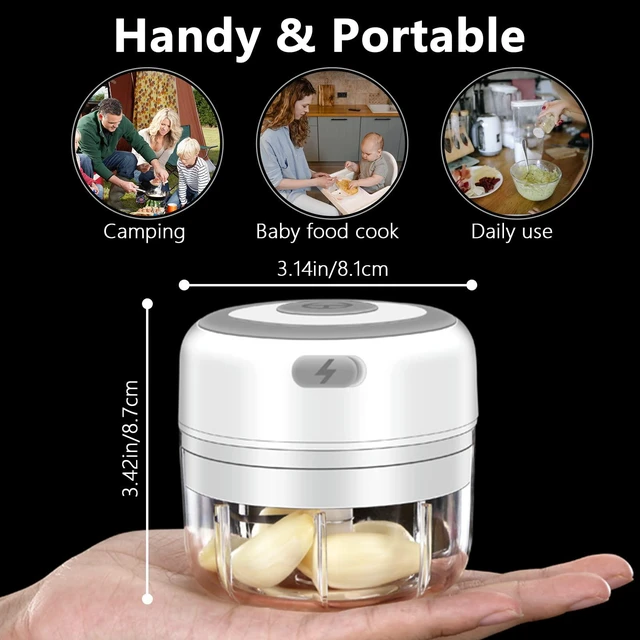 Alt view image 2 of 7 - Electric Mini Garlic Chopper, 100ML Food Chopper Garlic Mincer USB | Vegetable Chopper, Onion Chopper, Portable Small Food Processor for Garlic, Ginger, Chili, Vegetables