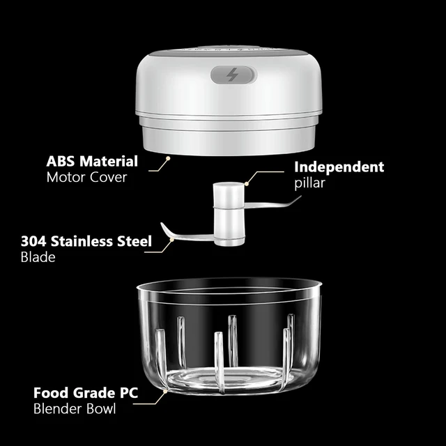 Alt view image 3 of 7 - Electric Mini Garlic Chopper, 100ML Food Chopper Garlic Mincer USB | Vegetable Chopper, Onion Chopper, Portable Small Food Processor for Garlic, Ginger, Chili, Vegetables