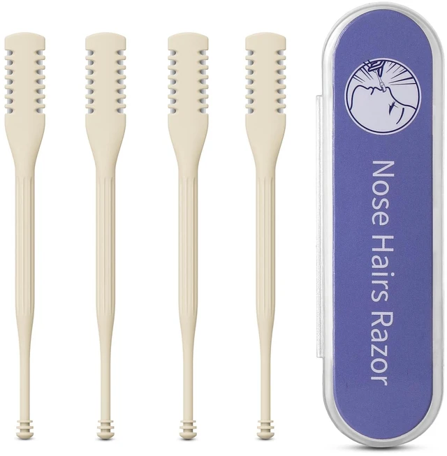 Main image of Manual Nose Hair Trimmer (Pack of 4) - Rotating Nasal Hair Razor Cutter with Ear Picker for Women and Men - Portable Nostril Hair Remover Tools