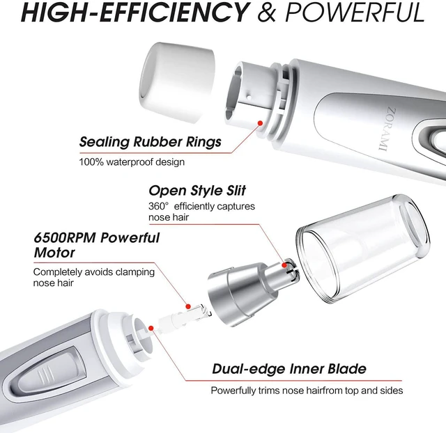 Alt view image 4 of 6 - Ear and Nose Hair Trimmer Clipper - 2026 Professional Painless Eyebrow & Facial Hair Trimmer for Men Women,Battery-Operated Trimmer with IPX7 Waterproof,Dual Edge Blades for Easy Cleansing White