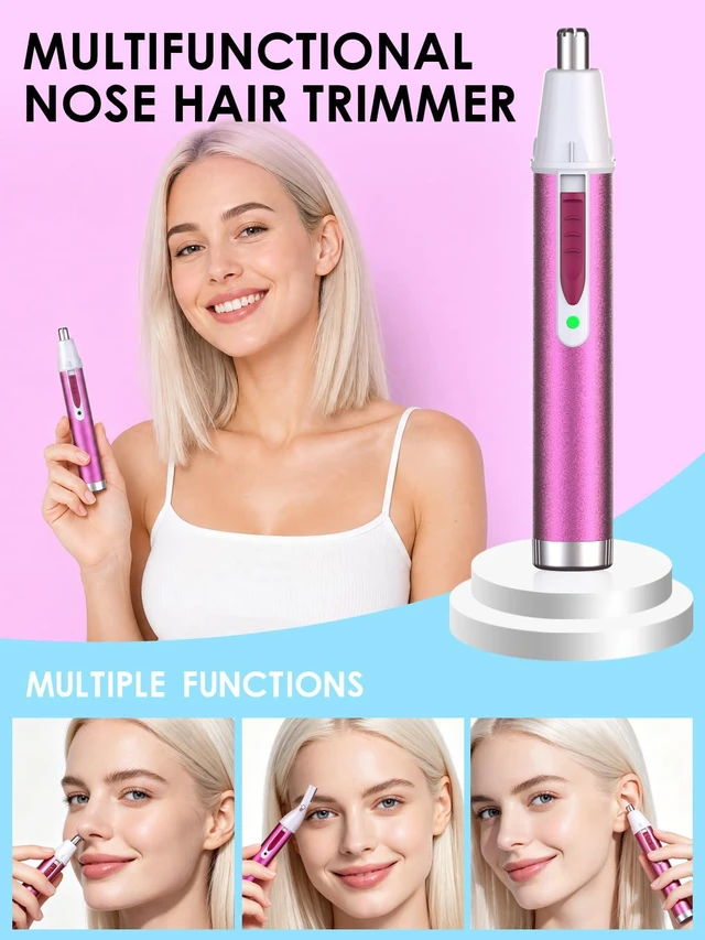 Alt view image 2 of 7 - Nose Hair Trimmer for Women,2026 Rechargeable Professional 2 in 1 Painless Eyebrow & Facial Hair Trimmer with Powerful Motor and Dual-Edge Blades Easy Cleansing Low Noise-Magenta