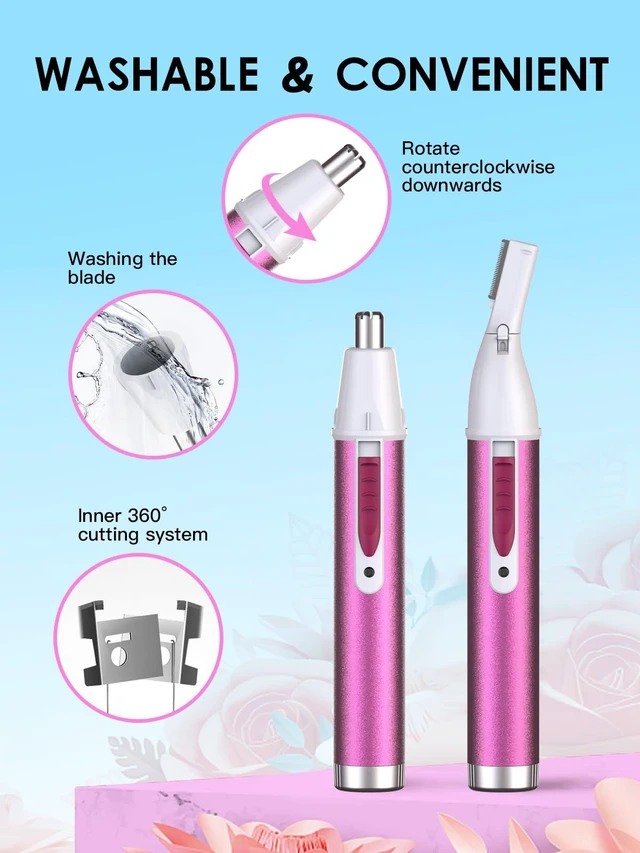 Alt view image 5 of 7 - Nose Hair Trimmer for Women,2026 Rechargeable Professional 2 in 1 Painless Eyebrow & Facial Hair Trimmer with Powerful Motor and Dual-Edge Blades Easy Cleansing Low Noise-Magenta