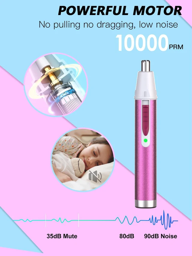 Alt view image 6 of 7 - Nose Hair Trimmer for Women,2026 Rechargeable Professional 2 in 1 Painless Eyebrow & Facial Hair Trimmer with Powerful Motor and Dual-Edge Blades Easy Cleansing Low Noise-Magenta