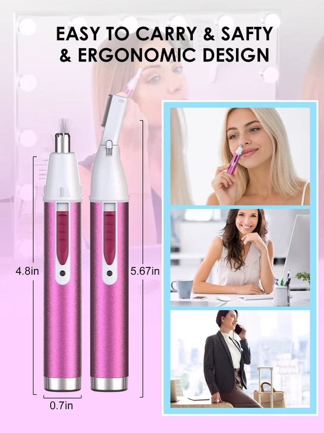 Alt view image 7 of 7 - Nose Hair Trimmer for Women,2026 Rechargeable Professional 2 in 1 Painless Eyebrow & Facial Hair Trimmer with Powerful Motor and Dual-Edge Blades Easy Cleansing Low Noise-Magenta