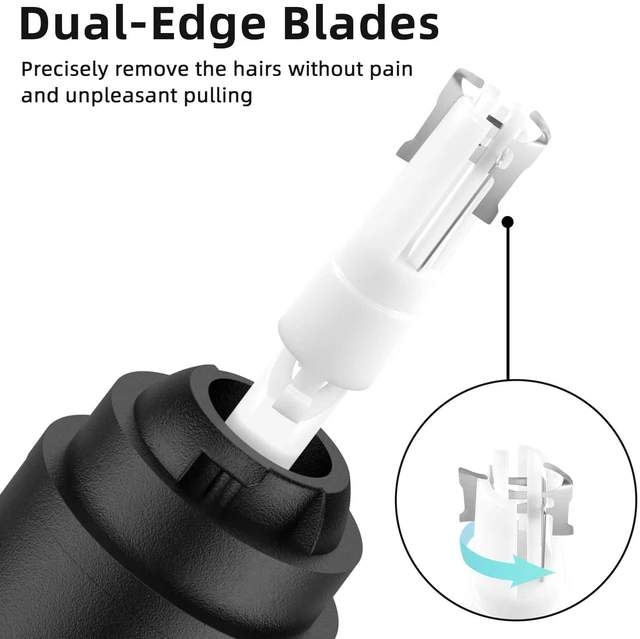Alt view image 3 of 7 - Nose Hair Trimmer, Rechargeable Cordless Painless Ear Eyebrow Trimming Tool Dual Edge Blades Razor Easy Cleansing with LED Light for Man Woman (Black)