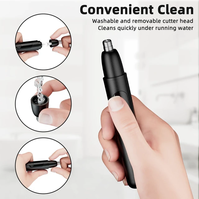 Alt view image 6 of 7 - Nose Hair Trimmer, Rechargeable Cordless Painless Ear Eyebrow Trimming Tool Dual Edge Blades Razor Easy Cleansing with LED Light for Man Woman (Black)