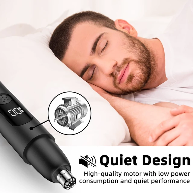 Alt view image 7 of 7 - Nose Hair Trimmer, Rechargeable Cordless Painless Ear Eyebrow Trimming Tool Dual Edge Blades Razor Easy Cleansing with LED Light for Man Woman (Black)