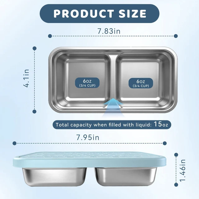 Alt view image 4 of 7 - 15 oz Snack Containers for Kids, Stainless Steel Lunch Box 3 Pack | Reusable Food Containers with Silicone leak resistant Lids. Perfect for School Lunch, Daycare, Travel and Portion Control