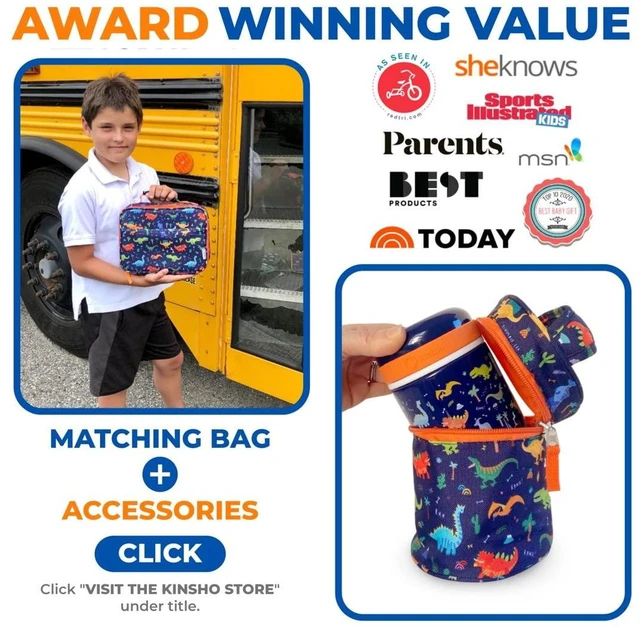 Alt view image 7 of 7 - Dinosaur Bento Lunch Box Container for Small Kids Boys, Blue Orange | 5 Portion Sections, BPA-Free Spill-Proof Leakproof Removable Plastic Tray, Snacks and Lunches for Toddlers Pre-School Daycare