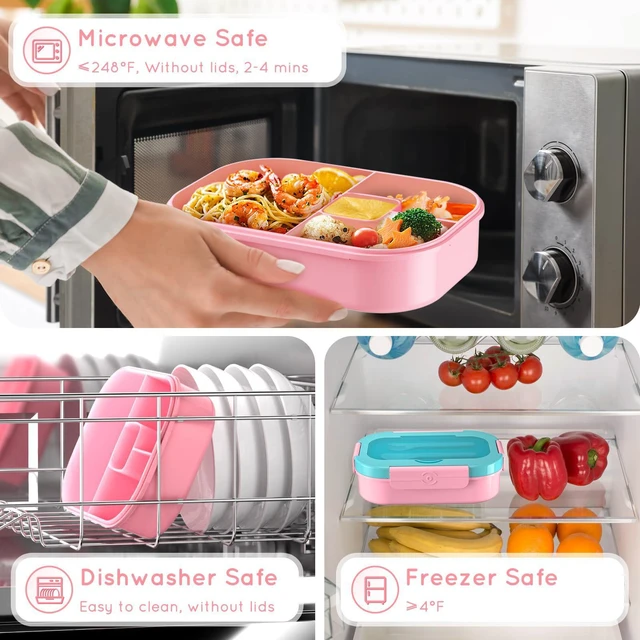 Alt view image 6 of 7 - Lunch Box Kid Adult Bento Box, 4-Compartment Food Lunch Containers (Candy) | BPA Free, Leak-Proof Bento-Style with Fork & Spoon Lunch Box for Work School, Microwave & Dishwasher Safe