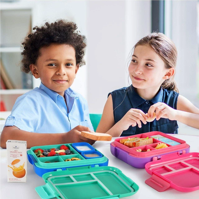 Alt view image 6 of 7 - Bento Lunch Box for Kids, 4.8 Cups 4 Compartment Lunch Containers | Ideal Portion Size for Ages 4-8, With Handle & 2 Snack Containers, Leakproof, Dishwasher & Microwave Safe, BPA-Free(Green)