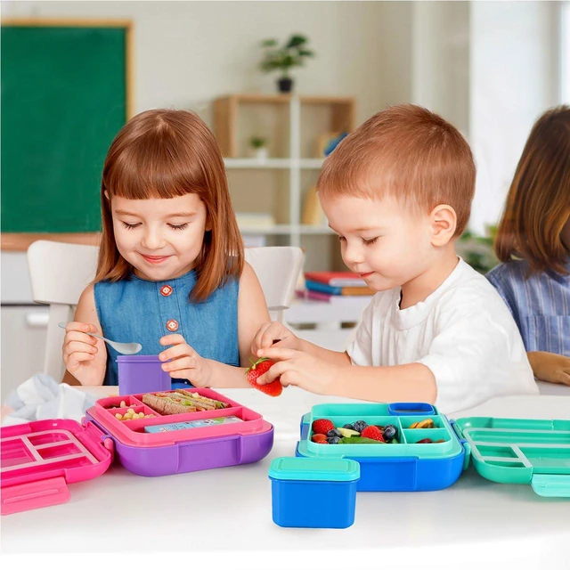 Alt view image 7 of 7 - Bento Lunch Box for Kids, 4.8 Cups 4 Compartment Lunch Containers | Ideal Portion Size for Ages 4-8, With Handle & 2 Snack Containers, Leakproof, Dishwasher & Microwave Safe, BPA-Free(Green)