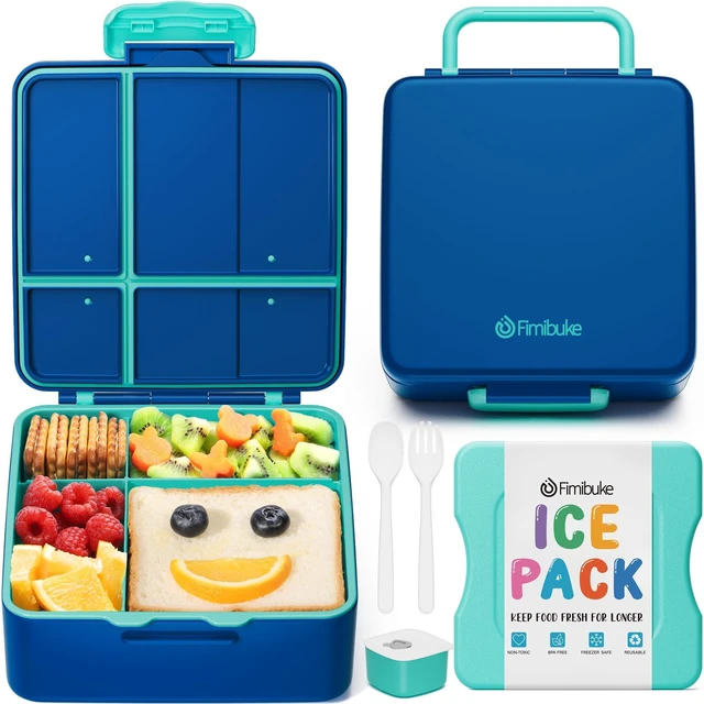 Main image of Chill Bento Box for Kids, Toddler Lunch Box with Built-In Ice Pack | Keep Cold Leak Proof BPA Free 4 Compartment Lunch Container with Utensil for Girl Boy School Adult, Microwave Dishwasher Safe