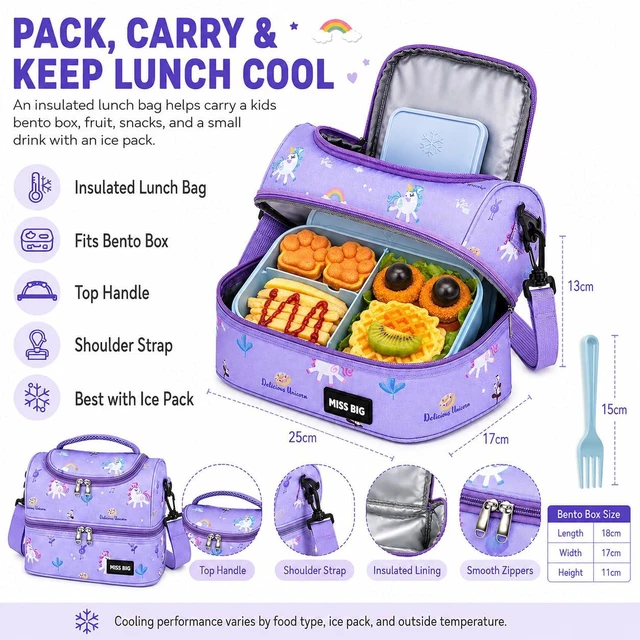 Alt view image 7 of 7 - Kids Bento Lunch Box, 1150ml 3 Compartments, Blue | Blue kids bento lunch box for back to school, daycare, and snack time