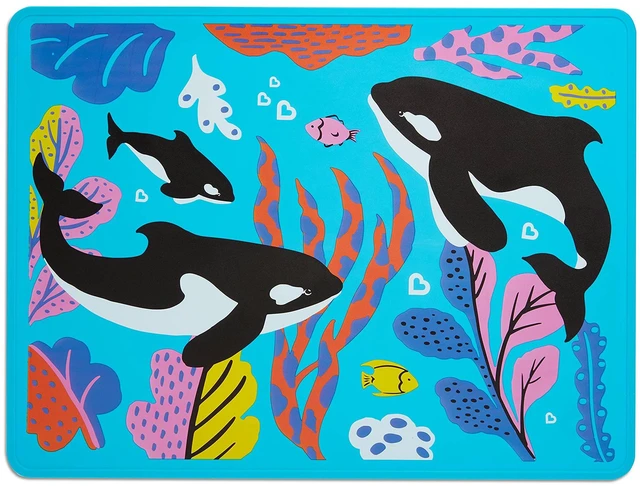 Main image of WildLove Reversible Silicone Placemat for Kids, 1pk, Orca