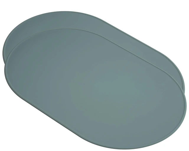 Main image of Waterproof, Stain-Resistant, Heat-Safe Silicone Degr Placemats (20.5x13, Set of 2 Sage) 3mm-High Rim Adults Babies Easy-to-Clean Washable Oval Modern Non-Slip Large Table Mats