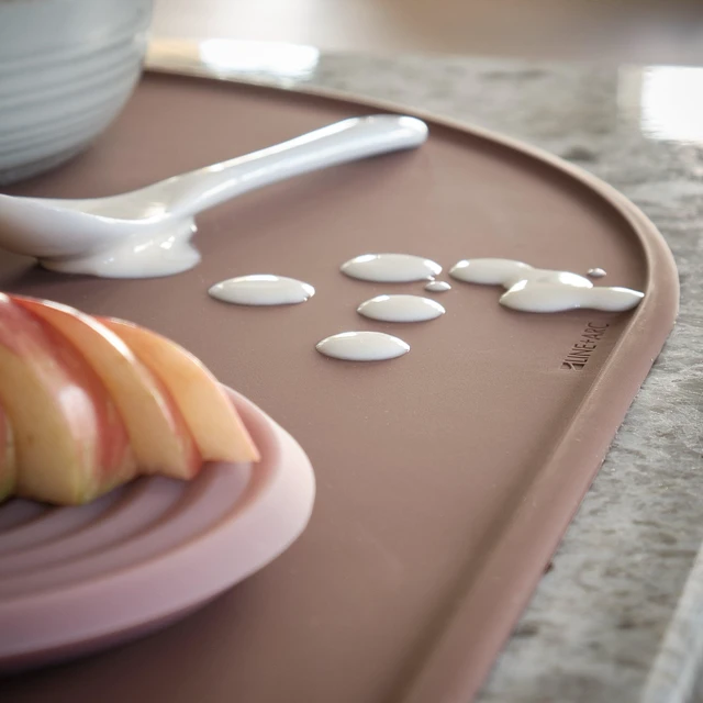 Alt view image 7 of 7 - Waterproof, Stain-Resistant, Heat-Safe Silicone Degr Placemats (20.5x13, Set of 2 Smoke) 3mm-High Rim Adults Babies Easy-to-Clean Washable Oval Modern Non-Slip Large Dining Table Mats